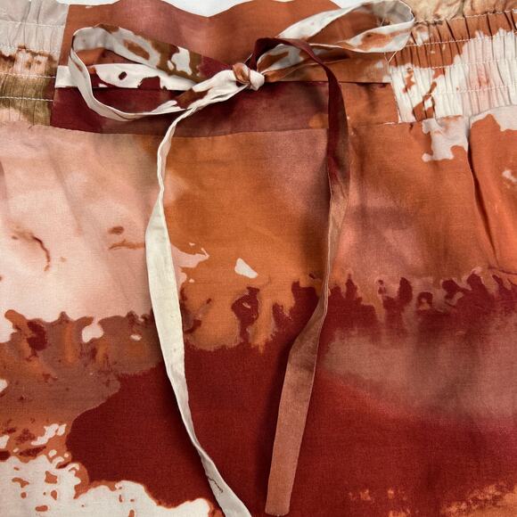 Vivienne Tam Watercolor Abstract Silk Blend Maxi Skirt Terra Cotta Cream Size 8 - Picture 8 of 13